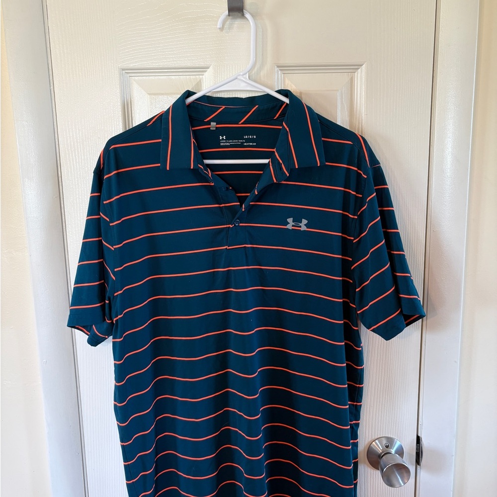 LG Navy Polo with Orange Stripes